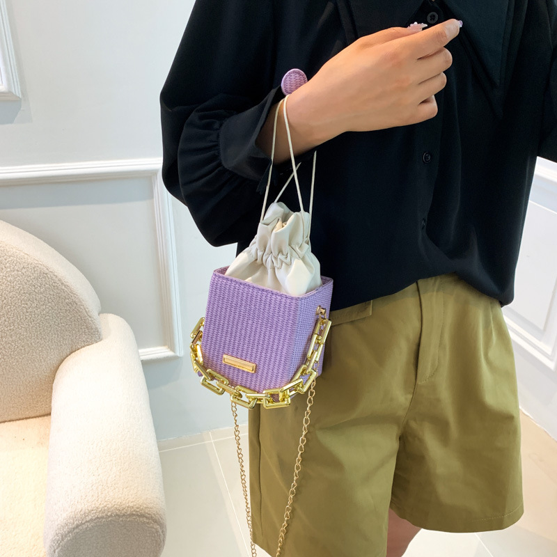 流行チェーンバッグ女性ファッション新型バケツバッグ2023夏小衆シンプルショルダーバッグカジュアル通勤バッグ|undefined
