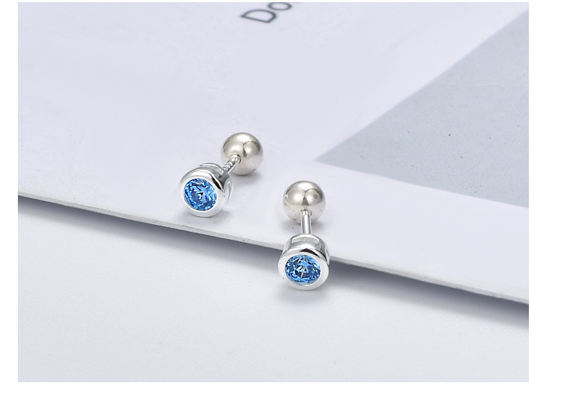 Simple Style Round Silver Plating Inlay Zircon Ear Studs 1 Pair display picture 1