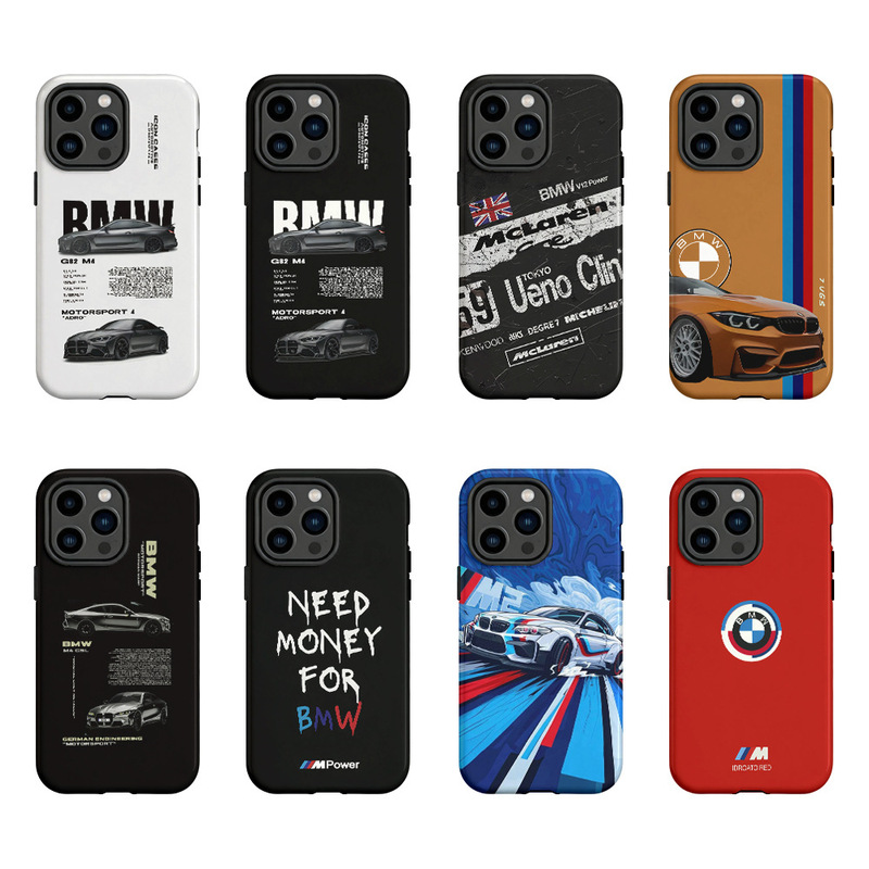Cross-border car-themed 2-in-1 film case suitable for Apple 17/14/13/15pro, double-layer protective cover with a glossy finish