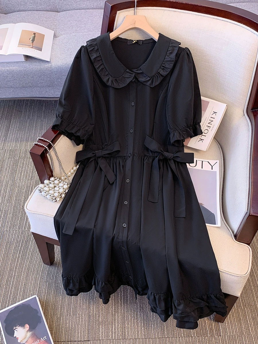 Ретро платье с воротником-куколкой, plus size, летнее, «кул-силк» 100% полиэстер