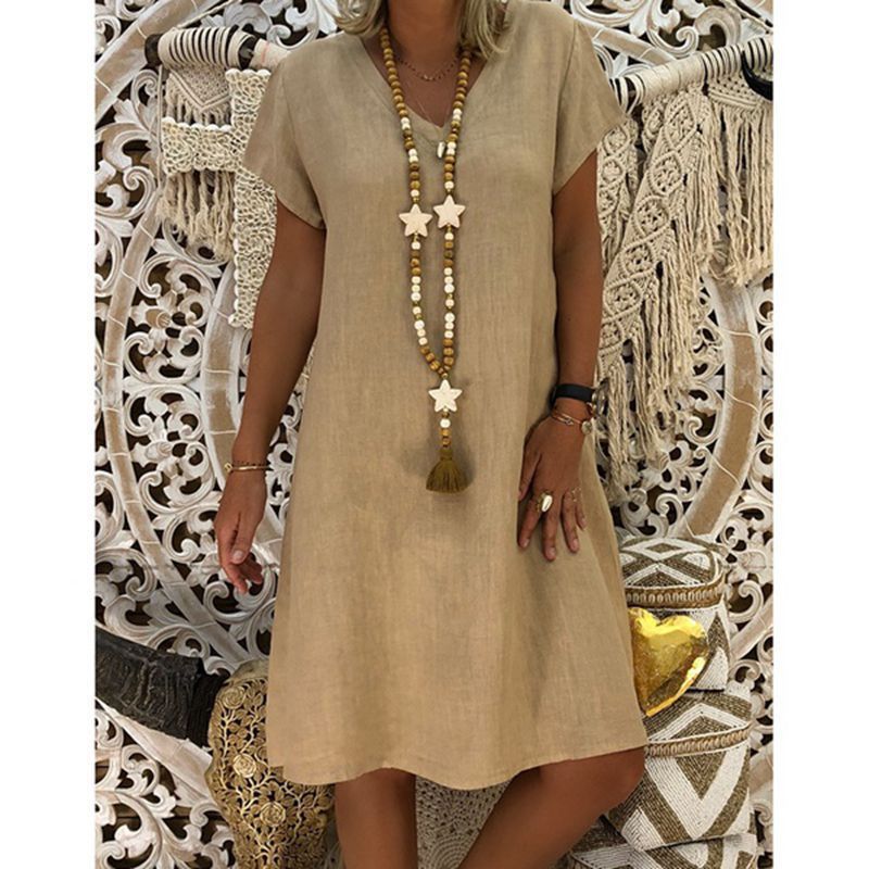 Ellie Casual V-Neck Midi Dress