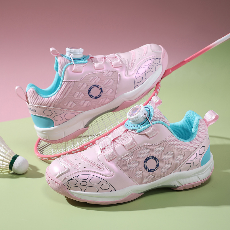 Children's indoor and outdoor sports shoes with rotating buckle, trendy and versatile, breathable mesh, lightweight, unisex badminton shoes Children's indoor and outdoor sports shoes with rotating buckle, trendy and versatile, breathable mesh, lightweight, unisex badminton shoes