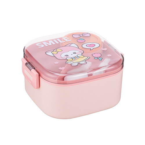 Cross-border children's bento box, microwave oven office worker lunch box, square stainless steel rice box, student fruit box