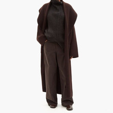 Th~ Row 2025春秋新款极简罗纹羊毛针织开衫针织披肩长款大衣女