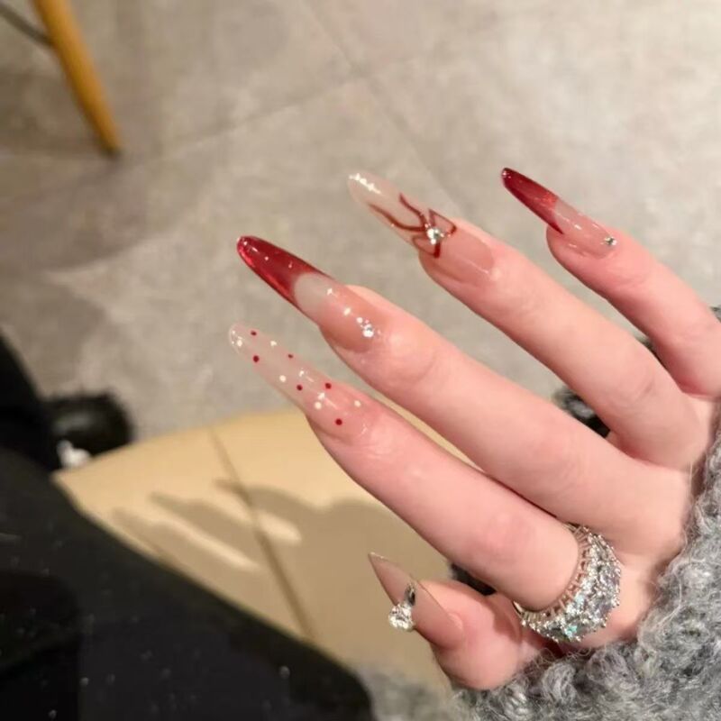 Wear French Style Ins Cat Eye Semi-Handmade Manicure Nail Bow Cute and Sweet Elegant Style