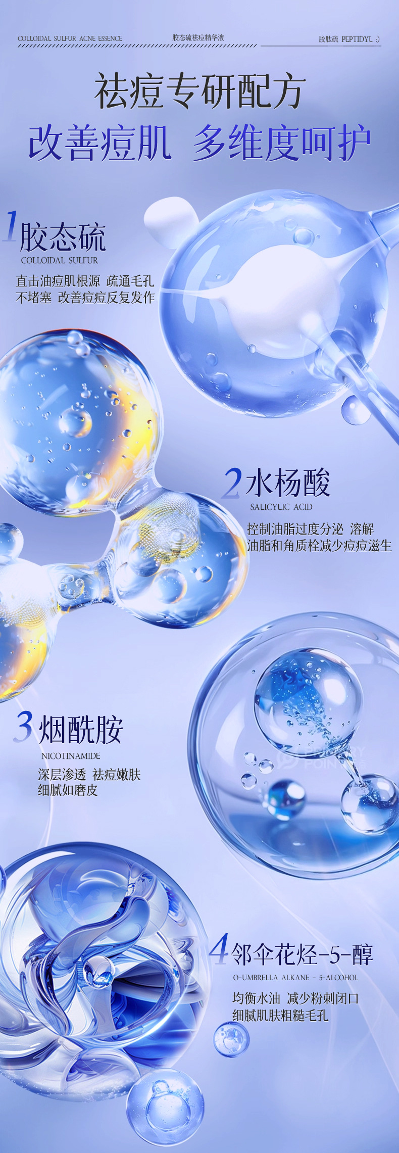 AOPY Colloidal Sulfur Acne-Fighting Essence Effective Acne Removal Improves Acne-Prone Skin Reduces Pimples and Blackheads Salicylic Acid Acne-Treating Liquid