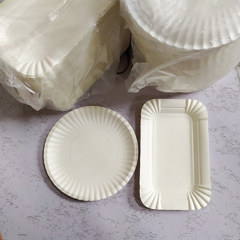 Disposable Paper Plate Kindergarten Handmade Painting Disc Barbecue Plate Birthday Cake Bread Rectangular Plate