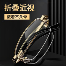 新款近视折叠眼镜防蓝光半框镜架男士商务62805复古方框眼镜框