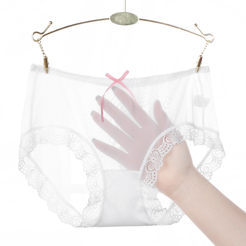 Algodón transparente sin marcas, calzoncillos de dama sexy, malla de encaje transpirable y fresco, calzoncillos de cintura baja.
