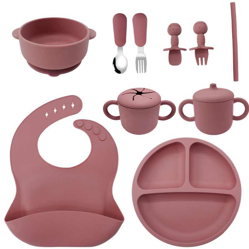 Transfronterizos niños suplementarios de silicona platos de comedor bebés suplementarios platos de comedor sonrientes diez conjuntos de platos de alimentación madre-infantil al por mayor