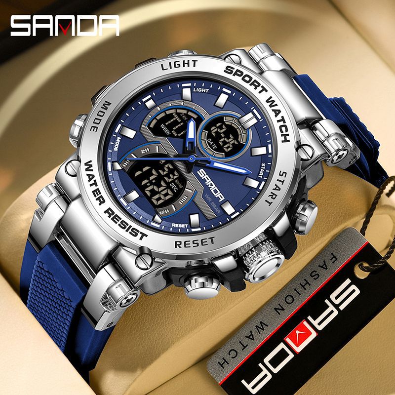 SANDA reloj electrónico transfronterizo personalidad cool reloj de pulsera estudiantes luz nocturna multifuncional moda reloj de pulsera para hombres 6183
