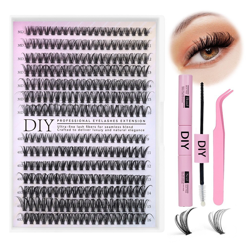 Transfronterizos de gran capacidad 640 clusters de pestañas falsas, pestañas segmentales densas, EE.UU. y Europa, comercio exterior para pestañas DIY