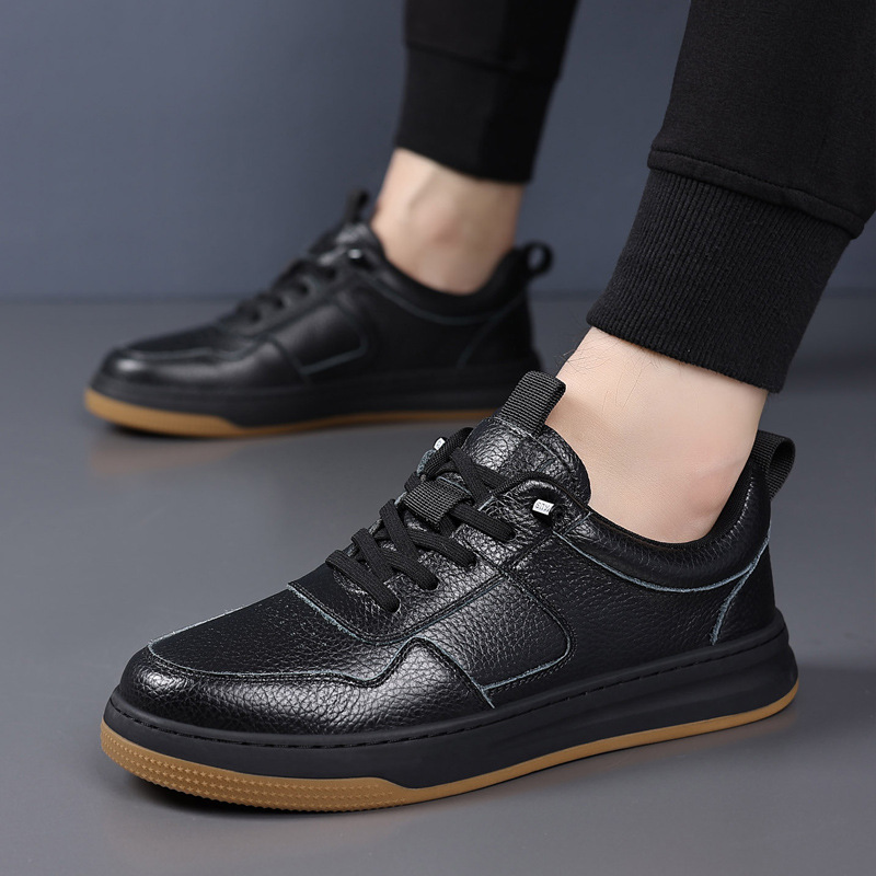 Zapatos de skate casuales de cuero de vaca para hombres, zapatos blancos transpirables de cuero para hombres, zapatos deportivos para hombres, zapatos para hombres