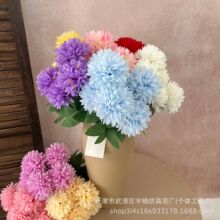 ins仿真7头大球菊 婚庆婚礼堂背景软装仿真花材 餐桌摆放 跨境