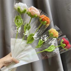 成品钩针编织渐变色玫瑰花碎冰蓝花束diy手工制作情人节生日礼物