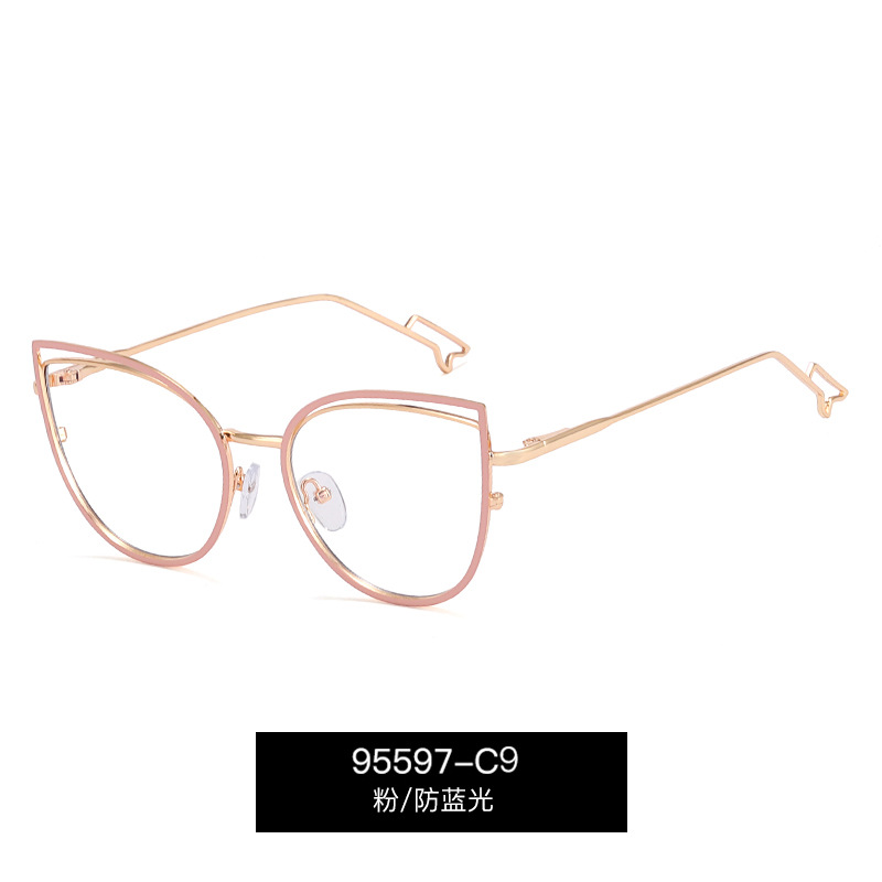 95597 nuevo metal anti-azul gafas de luz de moda de las mujeres gafas lisas marco retro gafas de ordenador puede ser equipado con gafas de miopía