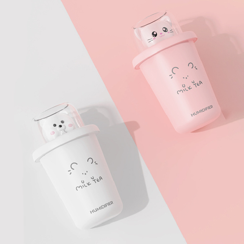 360ml 迷妳加濕器貓奶茶杯香薰霧化器多彩 USB 充電空氣淨化器