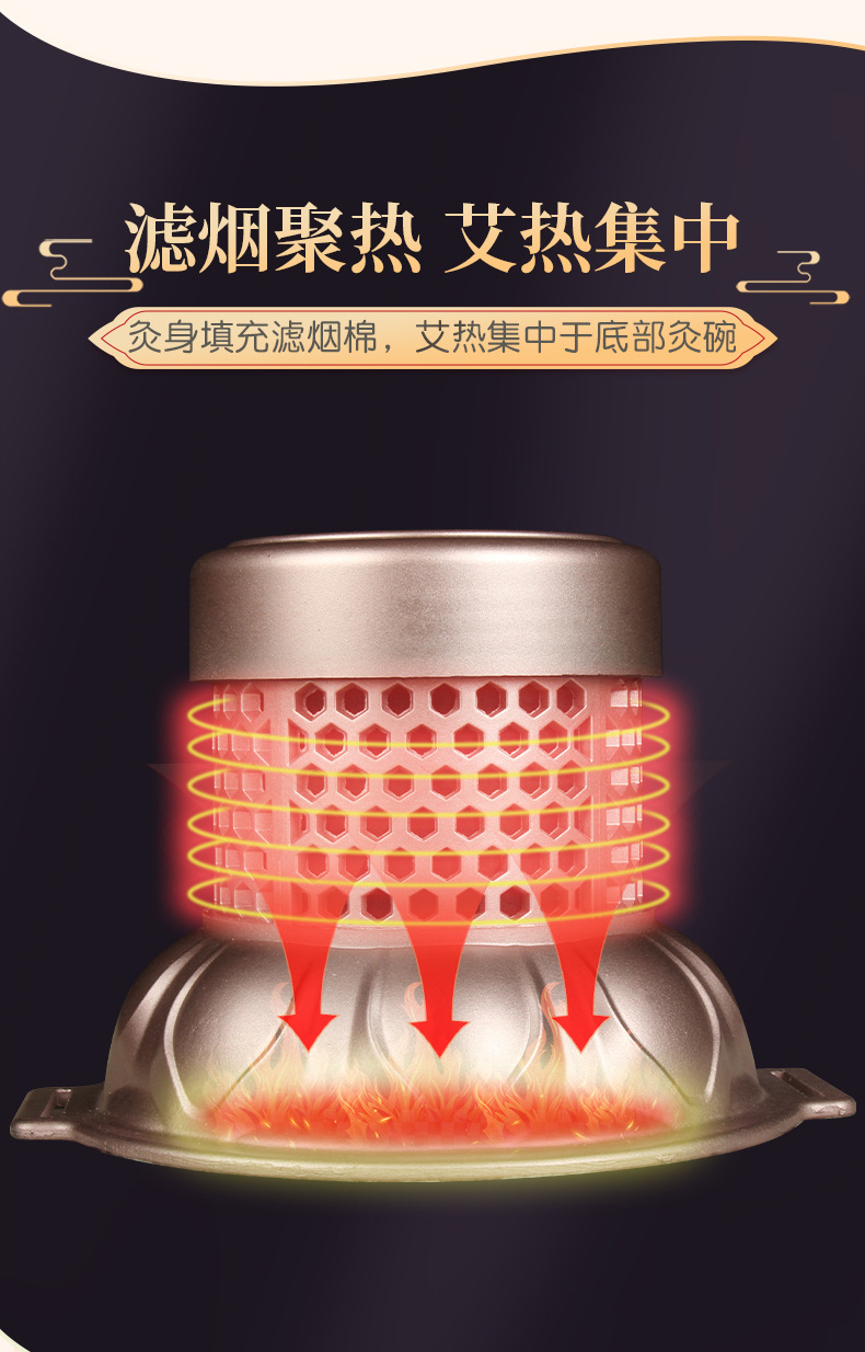 Moxa Lotus Burner Ai Lian Jiu Palace-Style Moxibustion Box with Smoke Filter for Home Warming Therapy quality and texture