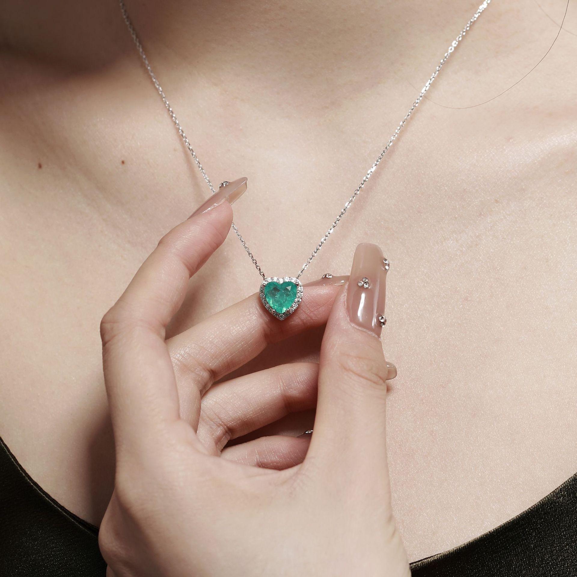 12g Weight Zircon Inlay Material Pendant Necklace Classification cable chain Chain Type 925 Sterling Silver Zircon Cable Chain Plating Inlay Heart Shape Pendant Necklace