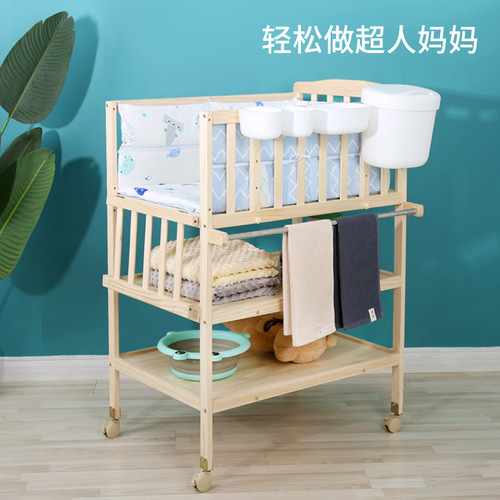 全实木尿布台可调节加高护理台按摩抚触洗澡台多功能婴儿换衣台