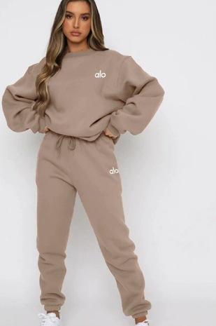 Transfronterizos Europa y Estados Unidos otoño y invierno caliente impresión de cuello redondo chaqueta pantalones de mujer moda casual suéter mujer set image 14