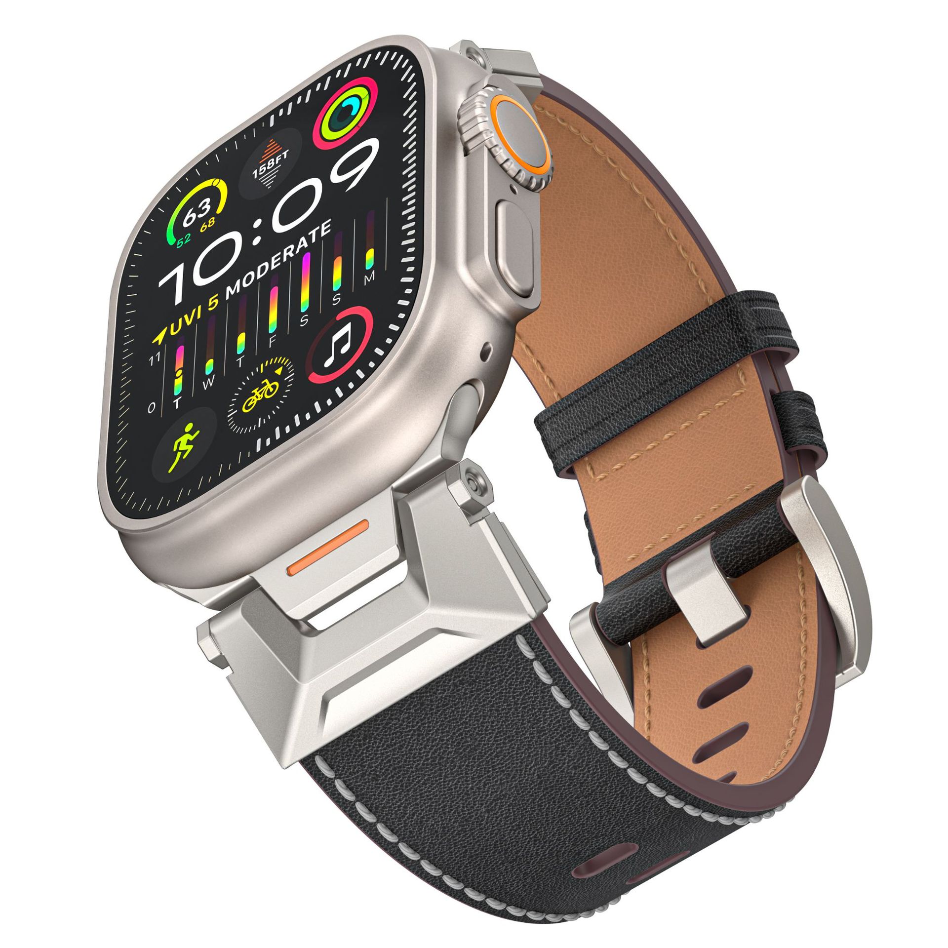 Adecuado para Apple Watch Correa de reloj Apple Correa de cuero con patrón de caballo loco funcional para mujer Correa de reloj Apple