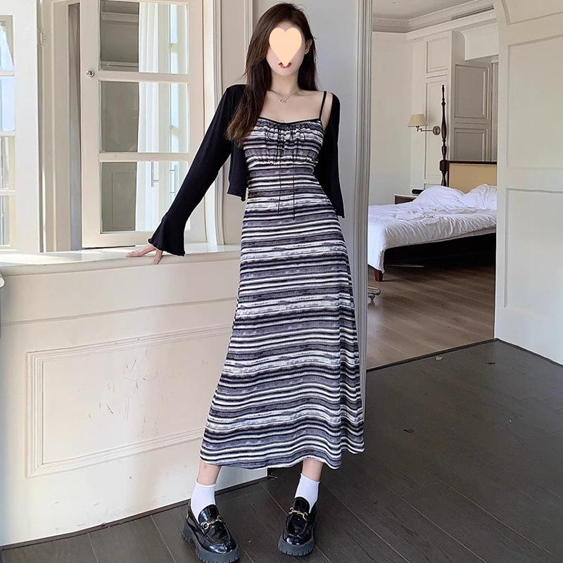 밤하늘 블랙 투피스 자켓+서스펜더 스커트