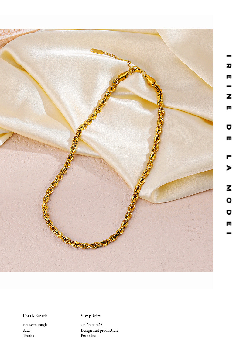 16g Weight PVD Coated Gold Plating Process 18K Gold Plated Plating Material PVD Coated 18K Gold Plated Solid Color 304 Stainless Steel IG Style Basic Modern Style Waterproof Non Tarnish 304 Stainless Steel Bracelets Necklace