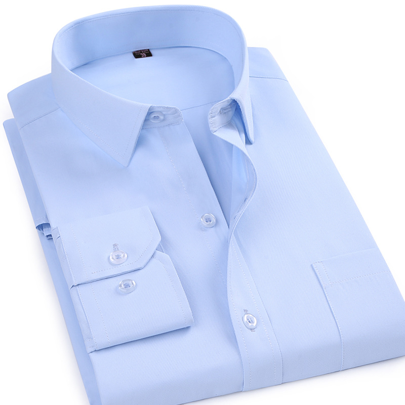 职业白衬衫男士长袖四季日常工作装休闲纯色现货商务男士衬衫