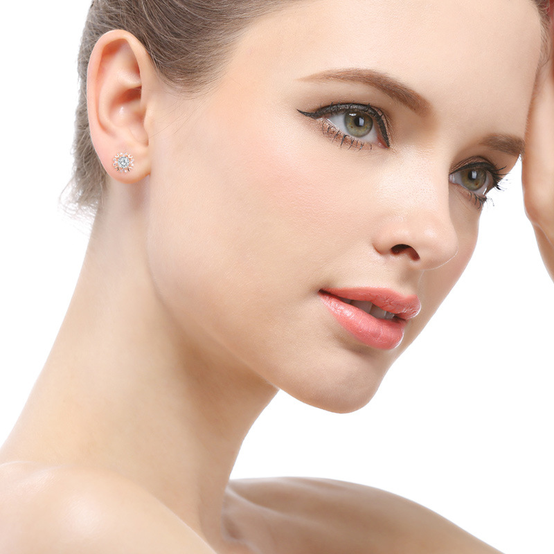 Accesorios incrustados de diamantes frescos estilo japonés y coreano s925 pendientes de circón de plata pendientes de moda de flores para mujeres