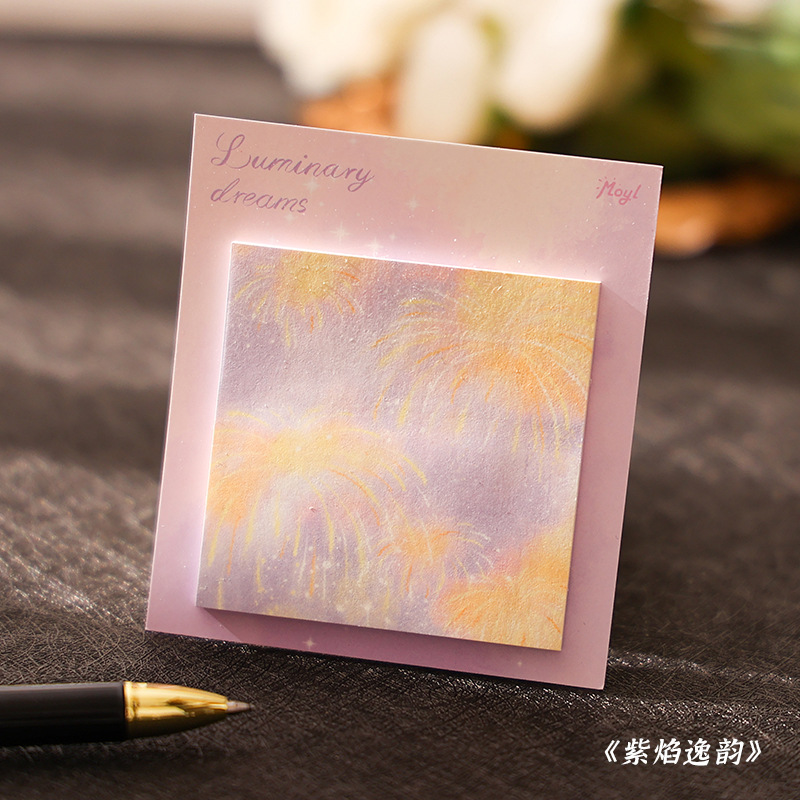 Bloc de notas adhesivas con diseño de pintura al óleo, alto valor estético, estilo simple, para estudiantes, adhesivo fuerte, bloc de notas con paisajes.