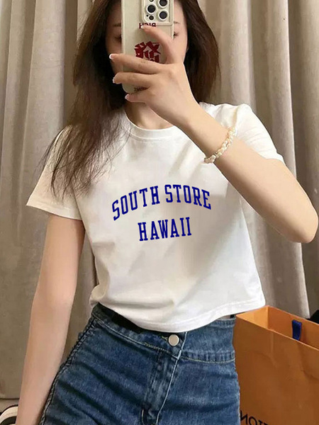 Cotton summer short short sleeve T-shirt with a round collar