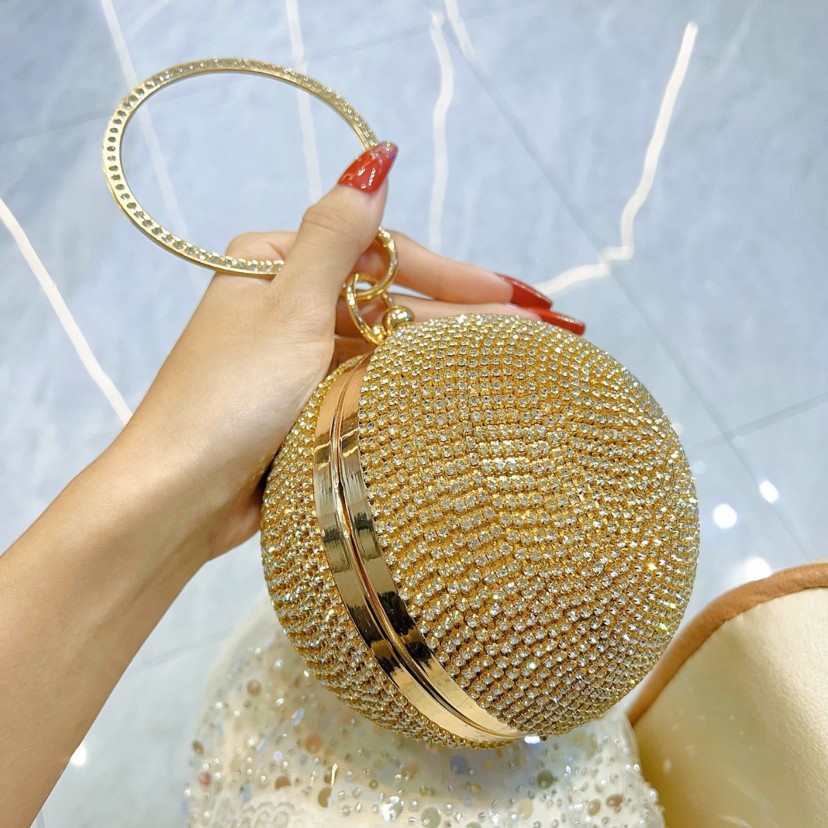 Elegante Abendtasche Mit Perlen Und Kristallen Für Damen_voghion.com
