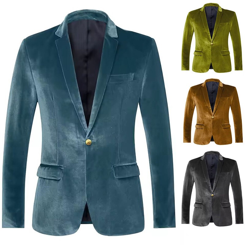 Cross-border AliExpress Spring and Autumn Casual Slim-Fit Gold Velvet Blazer, Trendy Youth Formal Wear, Lightweight Jacket for Men Cross-border AliExpress Spring and Autumn Casual Slim-Fit Gold Velvet Blazer, Trendy Youth Formal Wear, Lightweight Jacket for Men