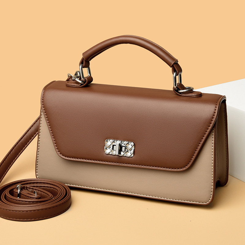 2026 High-End Women's Bag, Niche New Style, Light Luxury Retro Color-Blocking Small Square Bag, Versatile Shoulder and Crossbody Bag for Women