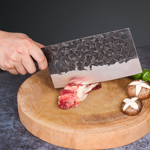 Hand-forged kitchen knife with hammer pattern kitchen bone chopping knife chef's knife dual-purpose household bone chopping knife meat cleaver