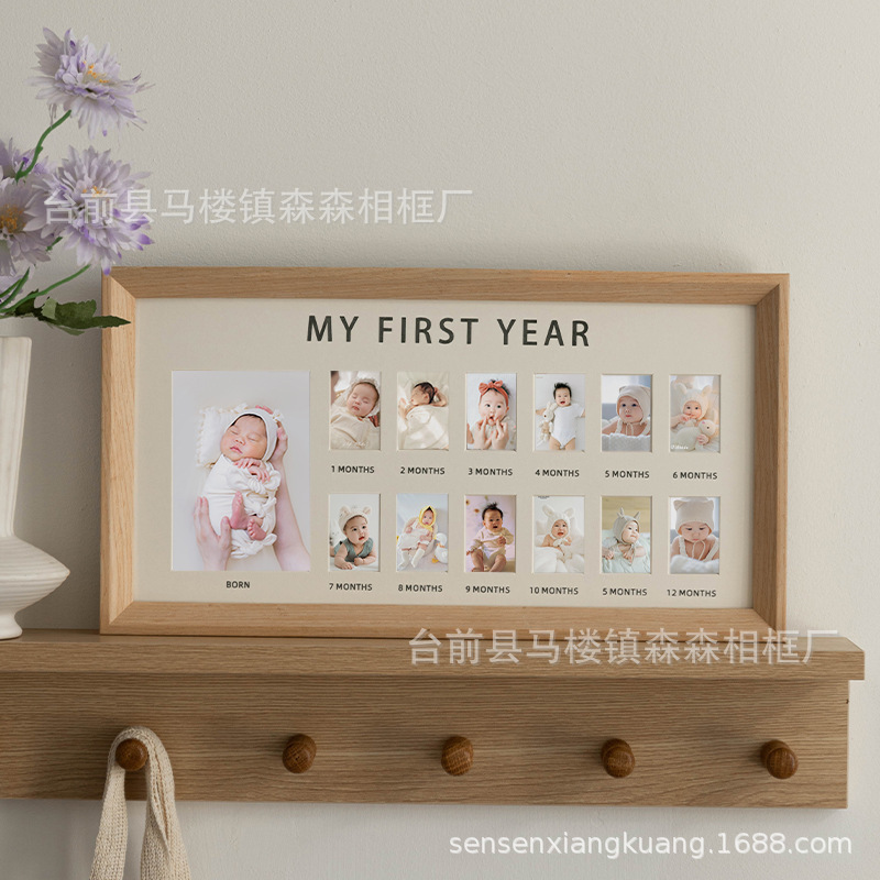 Baby's First Birthday Growth Commemorative Photo Frame Display Stand Children's Photo Record Birthday Gift Grid Wall Hanging Id Photo Baby's First Birthday Growth Commemorative Photo Frame Display Stand Children's Photo Record Birthday Gift Grid Wall Hanging Id Photo