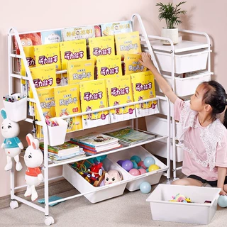 定制儿童书架家用落地玩具收纳架简易书柜幼儿园绘本移动置物架