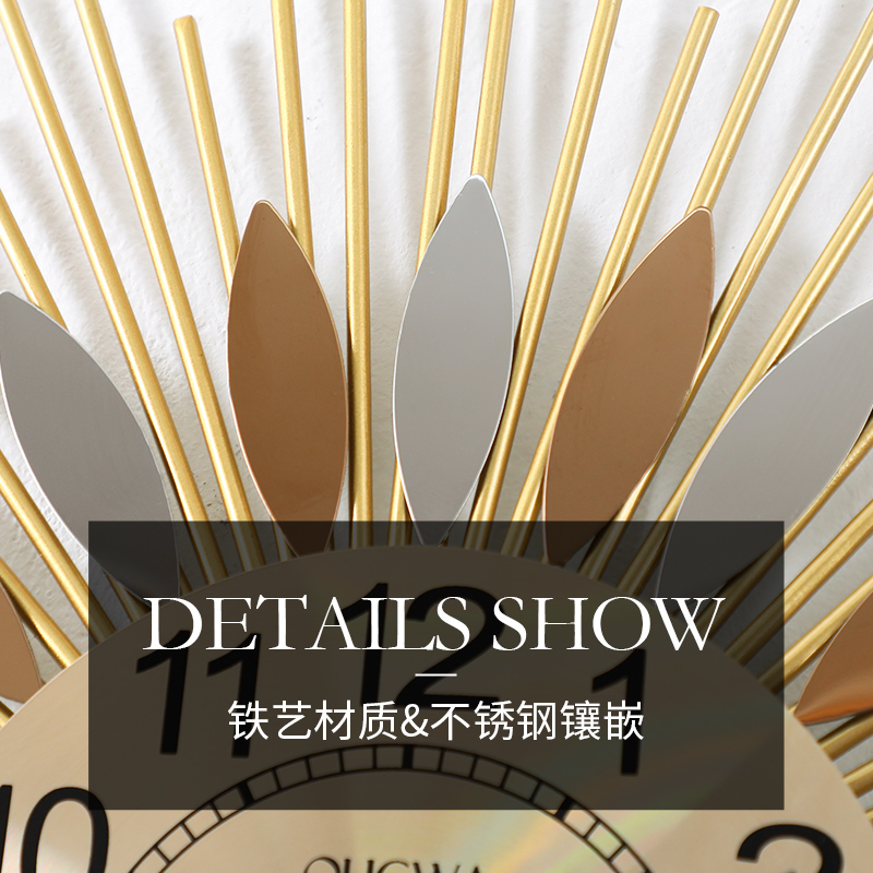 Luz nórdica de lujo elegante reloj de pared reloj de arte Reloj de pared sala de estar Hogar personalizado creativo americano decoración de la pared reloj