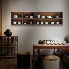 實木紫砂壺博古架擱架壁掛茶杯收納架擺件展示架牆上置物架多寶格