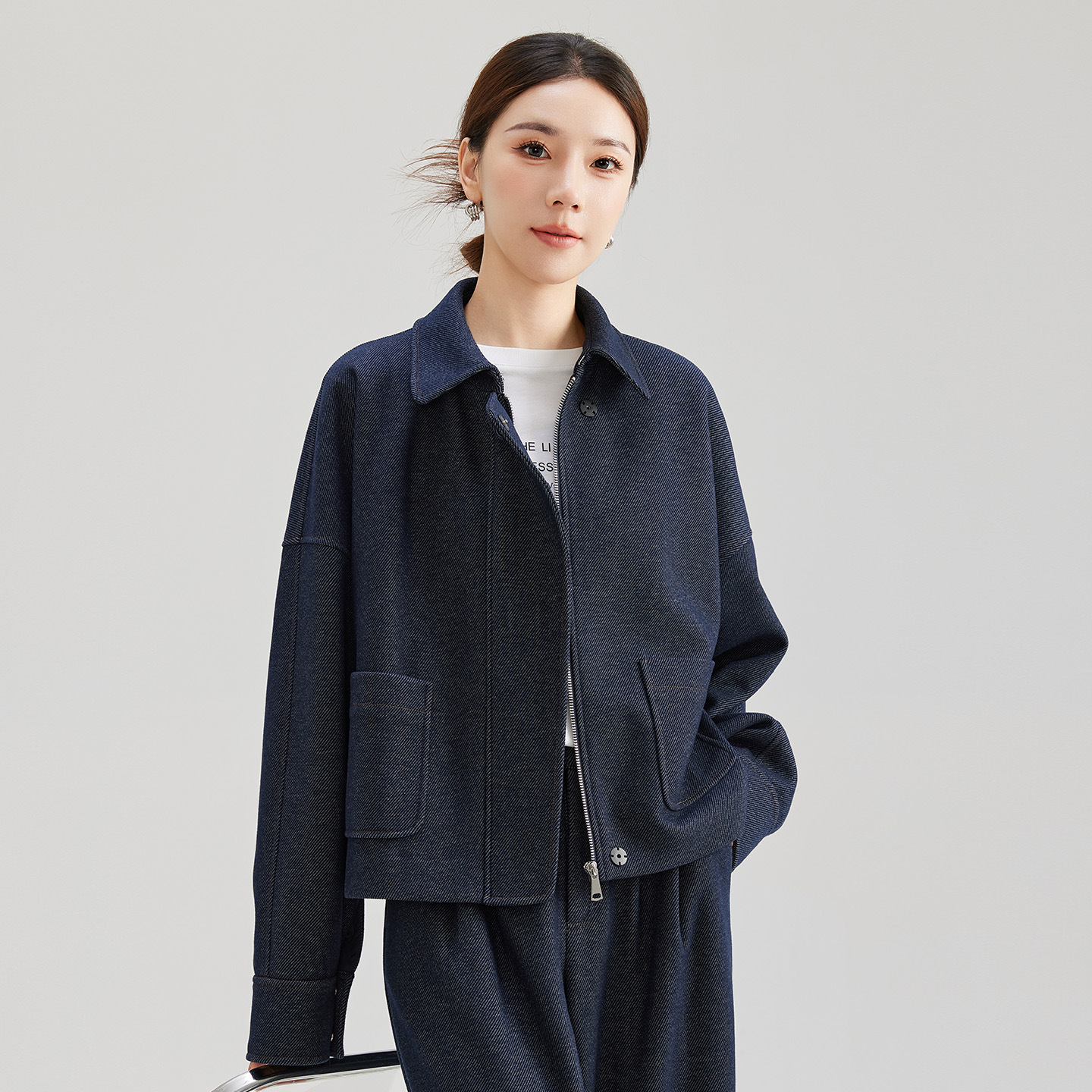 New Women's European and American Style Fashion Simple Design Versatile Pocket Shirt Collar Short Jacket Coat for Women 1971