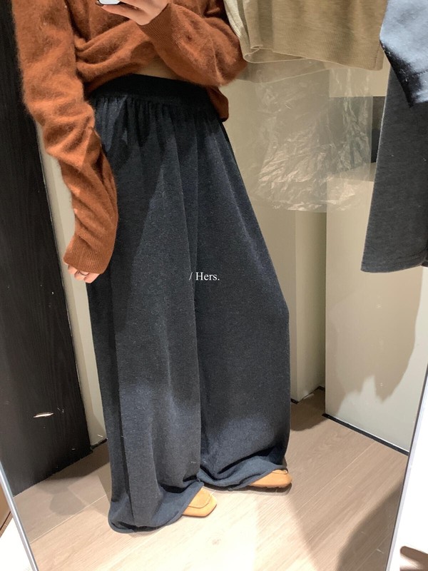 Hers一勺甜秋冬韩系简约日常通勤百搭阔腿拖地休闲羊绒裤女92389|undefined