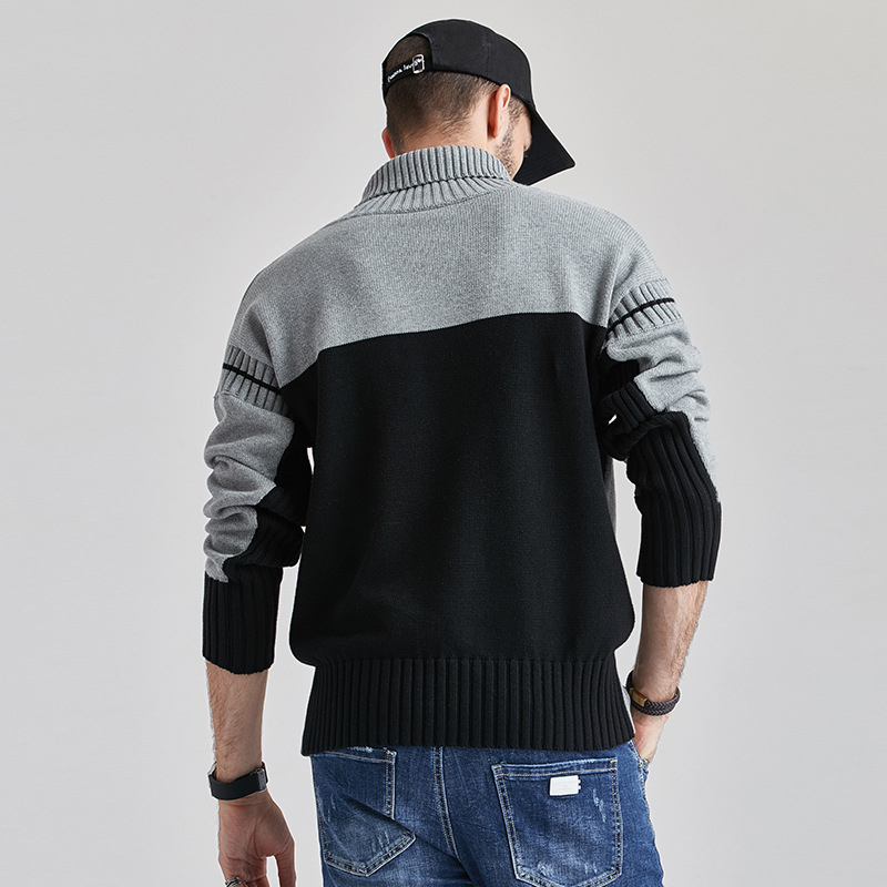亞馬遜爆款針織衫男2021秋冬新款歐美跨境休閑套頭毛衣男一件代發(fā)