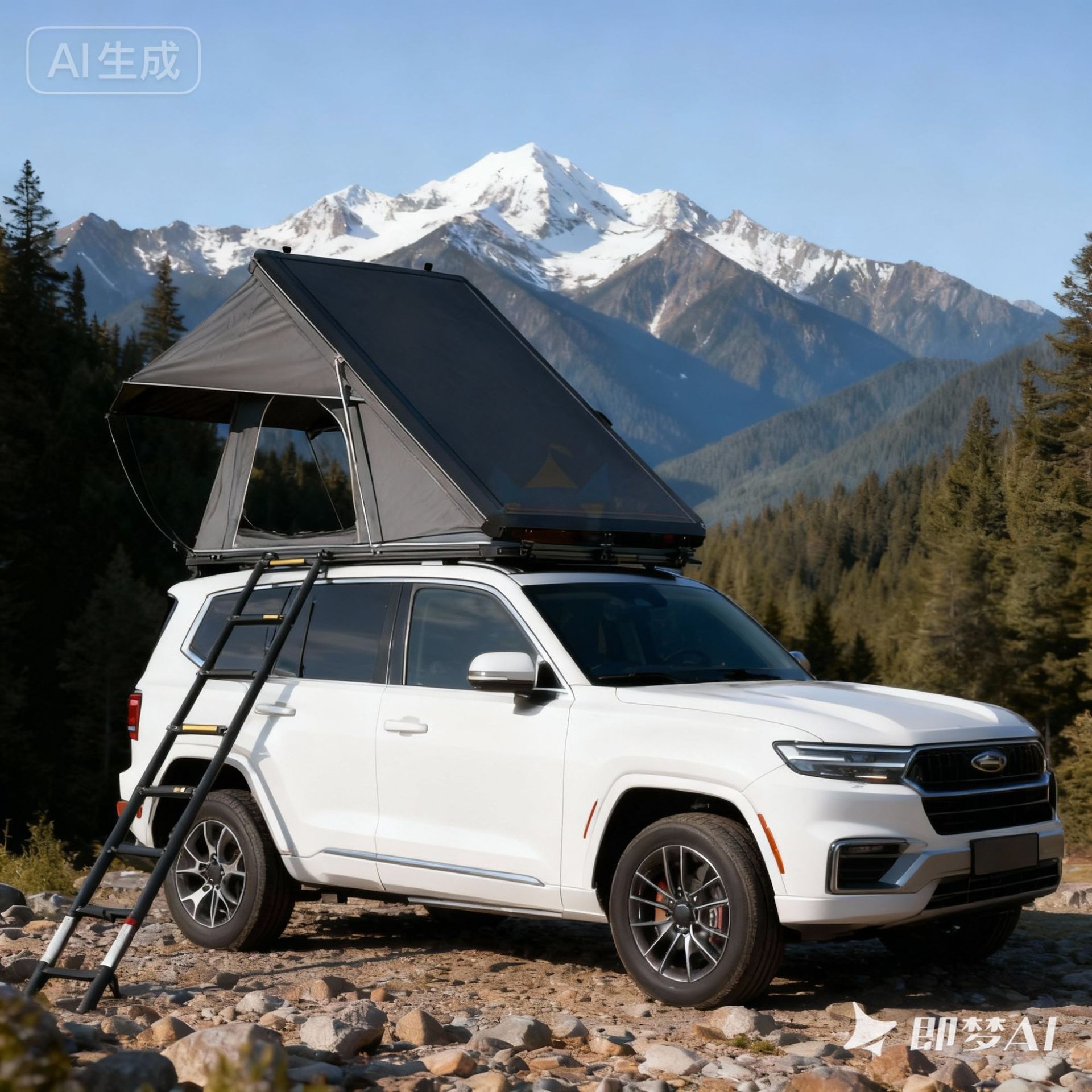 Camping Tent Triangular Tent Aluminum Alloy Hard Top Fully Automatic Outdoor Suv Rainproof Windproof Self-Driving Car Tent