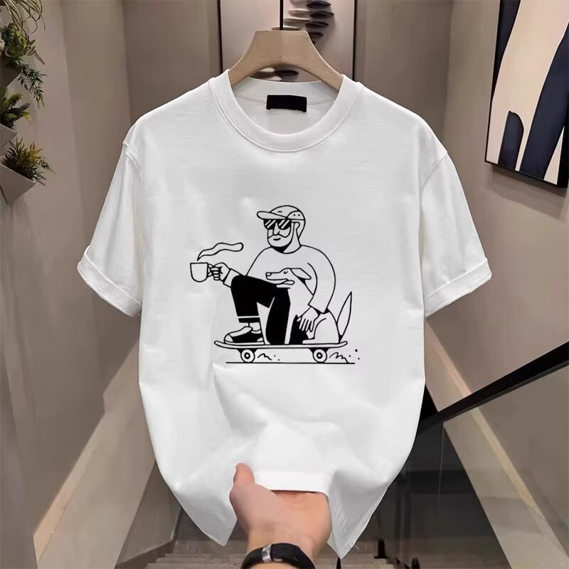 New Summer Crew Neck T-Shirt, Short Sleeve, Men's, 2025 Summer Style, Loose Fit, Casual Base Layer, Fashionable and Versatile Mid-Sleeve Top