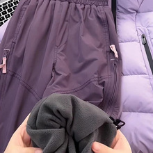 女童加绒工装裤子冬季新款儿童加厚保暖阔腿裤时髦纯色运动休闲裤