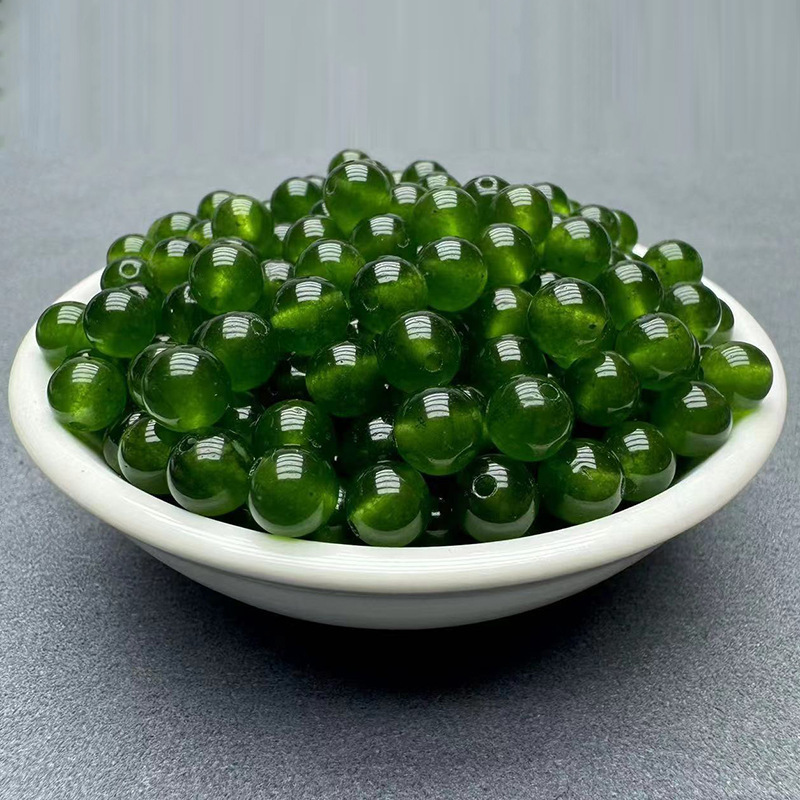 7A台碧玉髓散珠菠菜绿玉髓翡翠玉圆珠diy手工编织串项链配饰材料|undefined