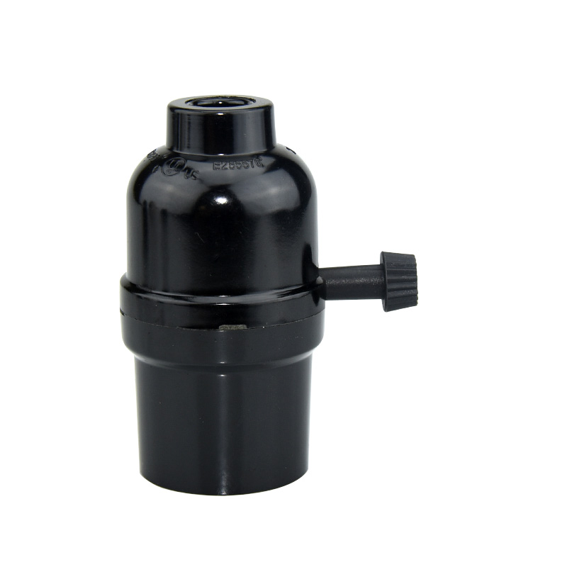 E26 interruptor de cable de metal negro eléctrico de madera lámpara de escritorio de cobre lámpara de piso lámpara de pared montaje de accesorios DIY lámpara cabeza de lámpara