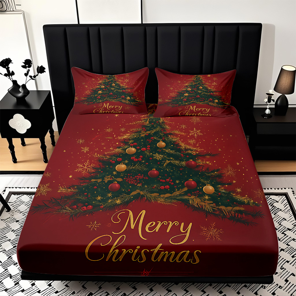 TEMU / JIT nuevos productos transfronterizos adorables series de Navidad molido HD impresión digital cama de cama Kasa set ropa de cama