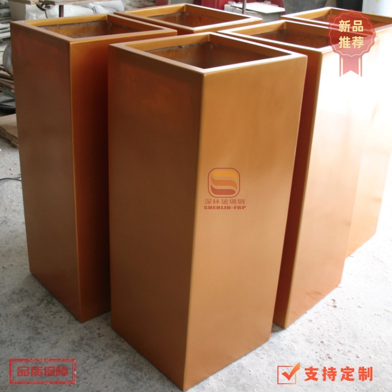 FRP cuadrada maceta de flores combinación centro comercial hotel vasija de flores decoración de vasija de flores bandeja de flores bonsai flores